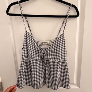 Abercrombie & Fitch Navy and White Checkered Camisole